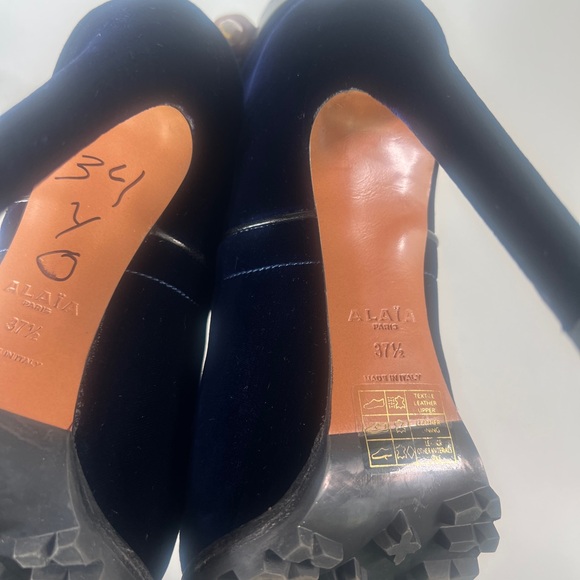 Alaia Paris Royal Blue Velvet Tie Up Stilletto Booties NEW beautiful condition - Picture 7 of 13